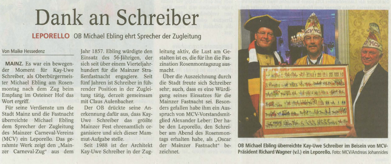 Mainzer Allgemeine Zeitung vom 18. Februar 2015